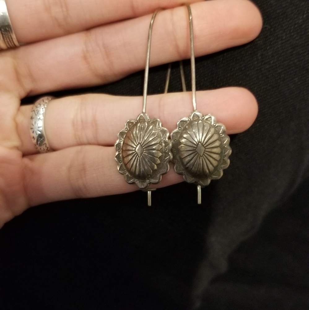 Sterling Silver Handmade Vintage Concho Earrings